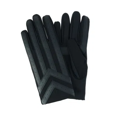 Isotoner Men's Heritage Woven Fleece Stretch Glove With Appliques In Black