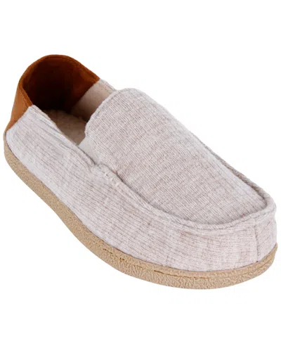 Isotoner Men's Knit Moccasin Slippers In Oatmeal