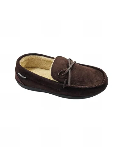 Isotoner Men's Microsuede Nigel Moccasin Slipper In Dark Chocolate In Multi