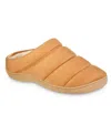 Isotoner Men's Microsuede Puffer Comfort Hoodback Slippers In Buckskin In Multi