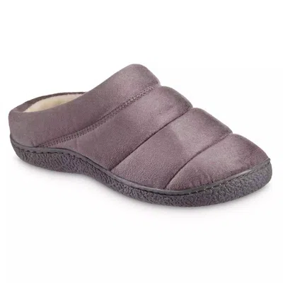 Isotoner Men's Microsuede Puffer Eco Comfort Clog Slipper In Ash In Gray