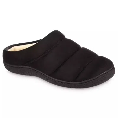 Isotoner Men's Microsuede Puffer Eco Comfort Clog Slipper In Black