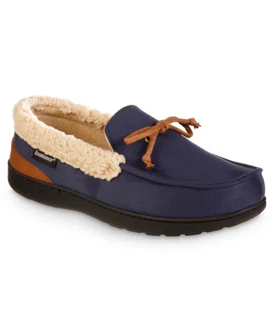 Isotoner Men's Microsuede Vincent Moccasin Memory Foam Slippers In Navy,blue