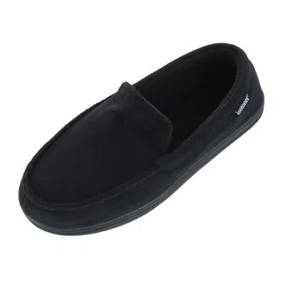 Isotoner Men's Microterry And Waffle Travis Moccasin Slipper In Black