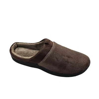 Isotoner Men's Microterry Jared Clog Slipper In Dark Chocolate In Multi