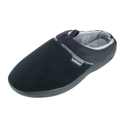 Isotoner Men's Microterry Jared Hoodback Slippers In Black
