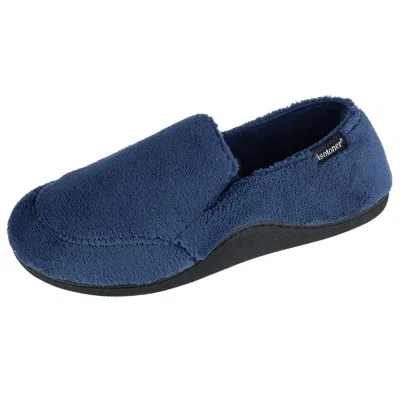 Isotoner Men's Microterry Memory Foam Indoor/outdoor Slip-on Slippers In Blue