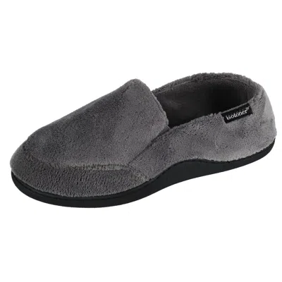 Isotoner Men's Microterry Memory Foam Indoor/outdoor Slip-on Slippers In Grey