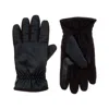 Isotoner Men's Nylon & Fleece Gloves With Gathered Wrist In Black In Black