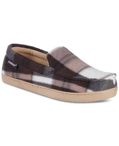 Isotoner Men's Plaid Fleece Cameron Moccasin Slippers In Sand Trap