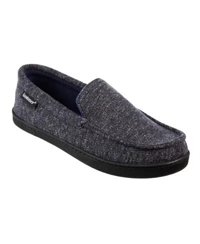 Isotoner Men's Preston Heather Knit Moccasin Slippers In Navy Blue