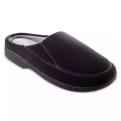 Isotoner Men's Recycled Fleece Roman Hoodback Slippers In Black