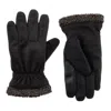 Isotoner Men's Recycled Microsuede And Berber Glove In Black In Black