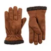 Isotoner Men's Recycled Microsuede And Berber Glove In Cognac In Brown