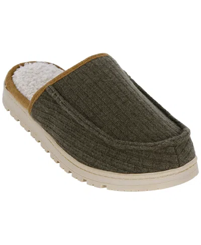 Isotoner Men's Ribbed Knit Clog Slippers In Green