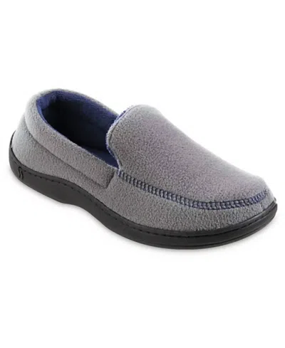 Isotoner Men's Roman Recycled Fleece Moccasin Slippers In Ash In Gray