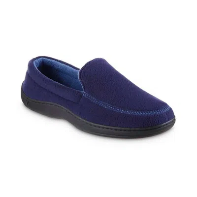 Isotoner Men's Roman Recycled Fleece Moccasin Slippers In Navy Blue