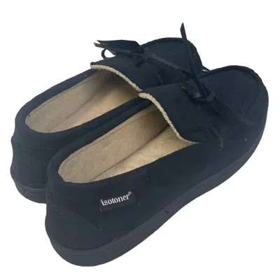 Isotoner Men's Signature Memory Foam Comfort Moccasin Slippers In Black
