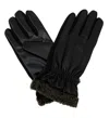 Isotoner Men's Signature Smarttouch Dress Faux Fur Cuff Gloves In Black In Black