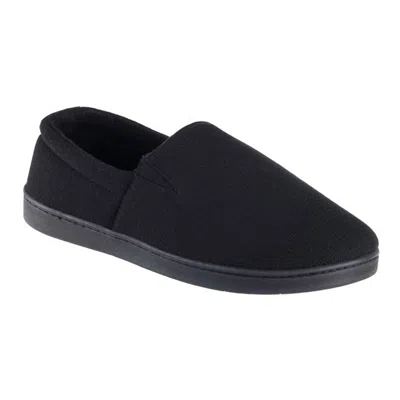 Isotoner Men's Textured Knit Kai Closed Back Slippers In Black