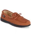 Isotoner Men's Water Repellent Microsuede Carter Boater Moccasin Slipper With Memory Foam In Cognac