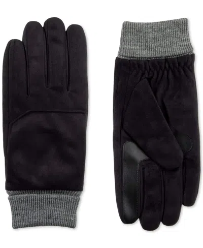 Isotoner Men's Winter Gloves Gray Large Smartdri Fleece Black L