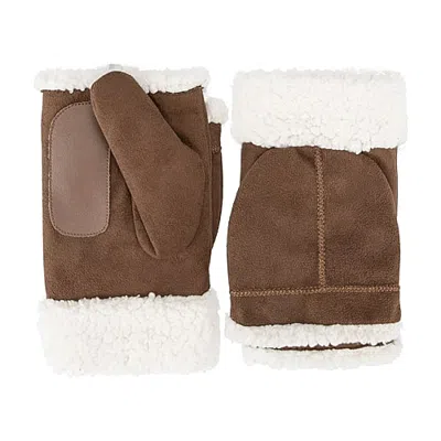Isotoner Microsuede Flip Mitten With Sherpasoft Mittens In Brown