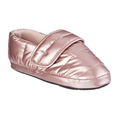 Isotoner Mikaela Nylon Puffer Closedback Womens Memory Foam Slip-on Slippers In Pink