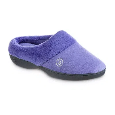 Isotoner Mixed Microterry Hoodback Clog Slippers In Blue