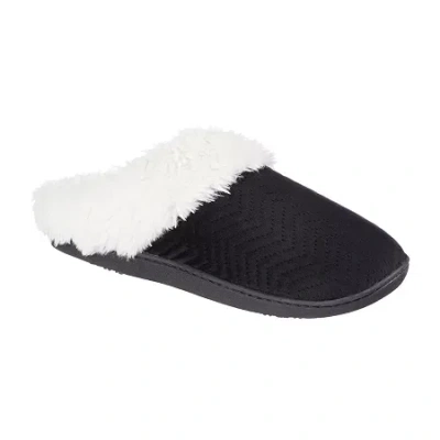 Isotoner Quilted Chevron Velour Hoodback Womens Memory Foam Clog Slippers In Multi