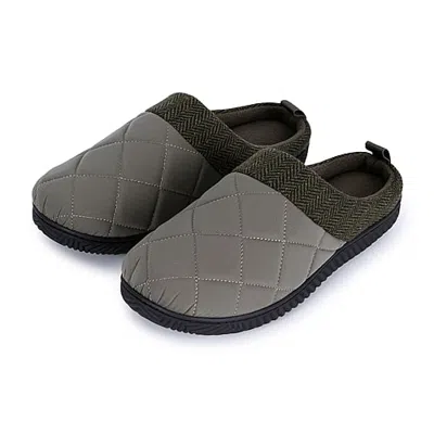 Isotoner Quilted Hoodback Clog Mens Slip-on Slippers In Green
