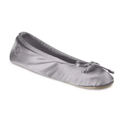 Isotoner Satin Womens Ballerina Slippers In Gray