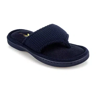 Isotoner Seersucker Thong Womens Round Slip-on Shoe In Blue