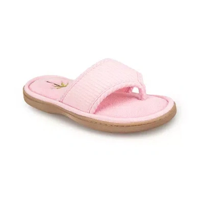 Isotoner Seersucker Thong Womens Round Slip-on Shoe In Pink