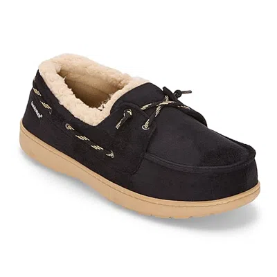 Isotoner Sherpasoft Boater Mens Moccasin Slippers In Black