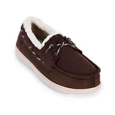 Isotoner Sherpasoft Boater Moccasin Mens Moccasin Slippers In Brown