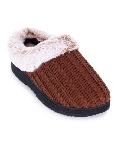 Isotoner Signature Cable-knit Memory-foam Clogs In Brown