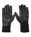 Isotoner Signature Men's Artificial Leather Driver Touchscreen Gloves In Black