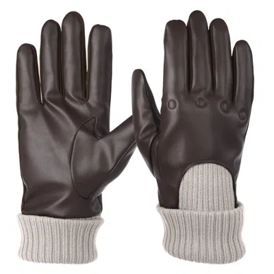Isotoner Signature Men's Artificial Leather Driver Touchscreen Gloves In Brown