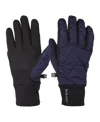 Isotoner Signature Men's Diamond Quilted Pongee And Spandex Water Repellent And Touchscreen Gloves In Navy Blue
