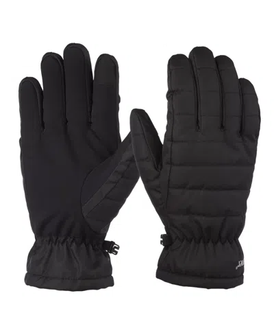 Isotoner Signature Men's Quilted Pongee Gathered Wrist Water Repellent And Touchscreen Gloves In Black