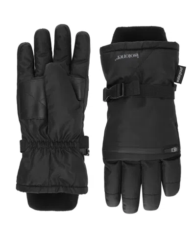 Isotoner Signature Men's Quilted Ski Gloves In Black