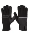 Isotoner Signature Men's Reflective Tech Stretch And Fleece Water Repellent Gloves With Touchscreen Technology In Black