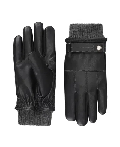 Isotoner Signature Men's Sleekheat Touchscreen Rib Knit Cuff Gloves In Black