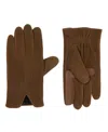 Isotoner Signature Men's Stretch Suede 3-draw Touchscreen Gloves In Cognac
