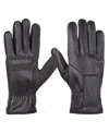 Isotoner Signature Men's Water Repellent Genuine Leather Touchscreen Stretch Gloves In Black