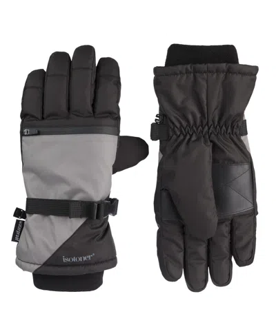 Isotoner Signature Men's Waterproof Extended Cuff And Touchscreen Ski Gloves In Ash