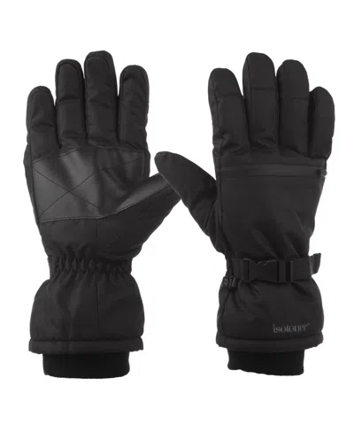 Isotoner Signature Men's Waterproof Extended Cuff And Touchscreen Ski Gloves In Black
