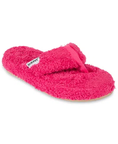 Isotoner Signature Women's Cozy Plush Joey Flip Flop Slippers In Pink
