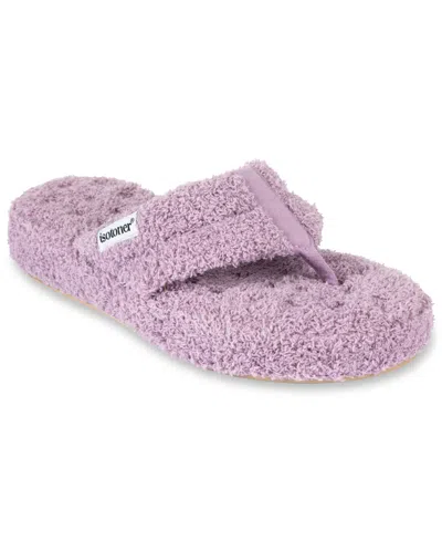 Isotoner Signature Women's Cozy Plush Joey Flip Flop Slippers In Purple